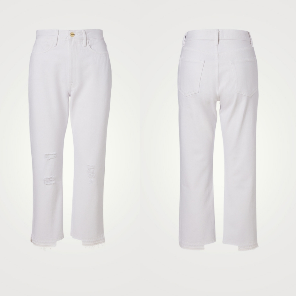 FRAME Le Hollywood Crop Jeans With Stagger Hem size 28